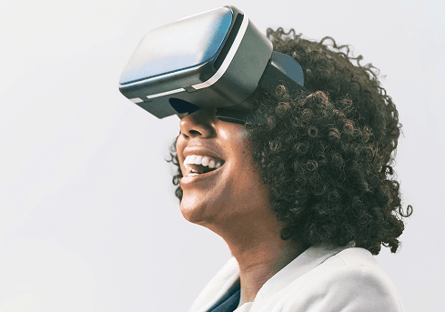 Woman using VR headset